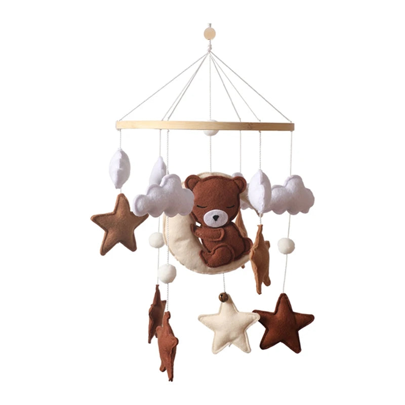 Wooden Baby Crib Mobile – Soft Felt Bear Nursery Mobile