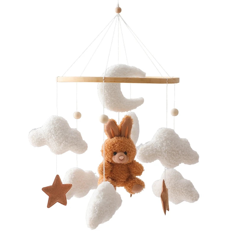 Wooden Baby Crib Mobile – Soft Felt Bear Nursery Mobile