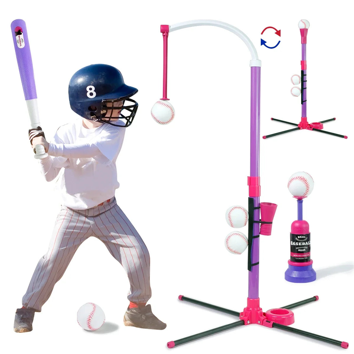 Adjustable 3-in-1 Baseball Training Set for Kids