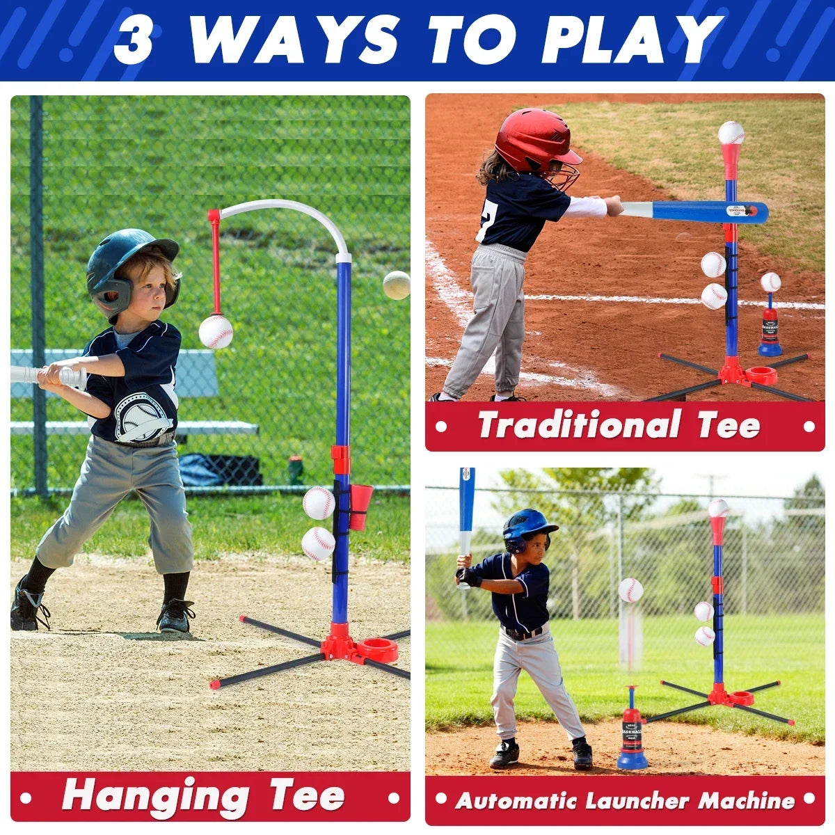 Adjustable 3-in-1 Baseball Training Set for Kids