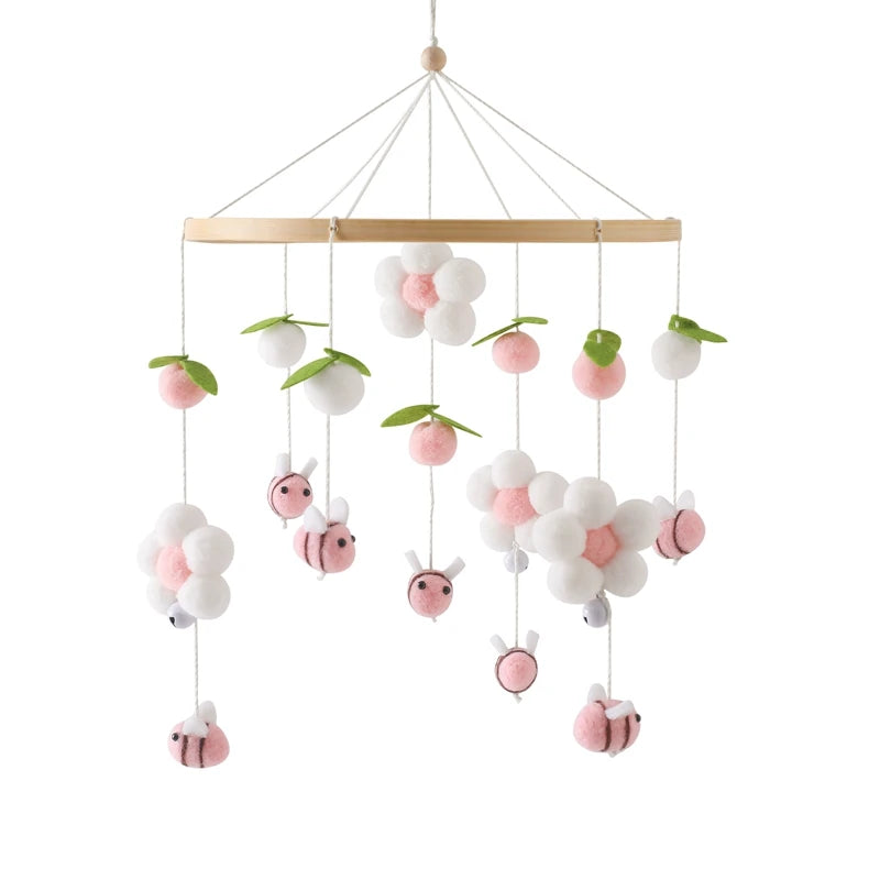 Wooden Baby Crib Mobile – Soft Felt Bear Nursery Mobile