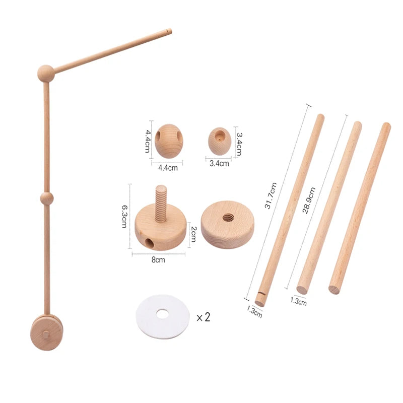 Wooden Baby Crib Mobile – Soft Felt Bear Nursery Mobile