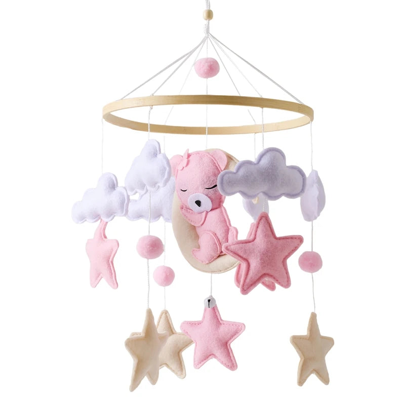 Wooden Baby Crib Mobile – Soft Felt Bear Nursery Mobile