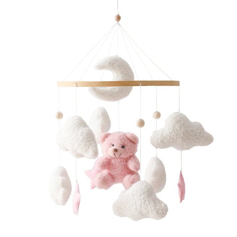 Wooden Baby Crib Mobile – Soft Felt Bear Nursery Mobile